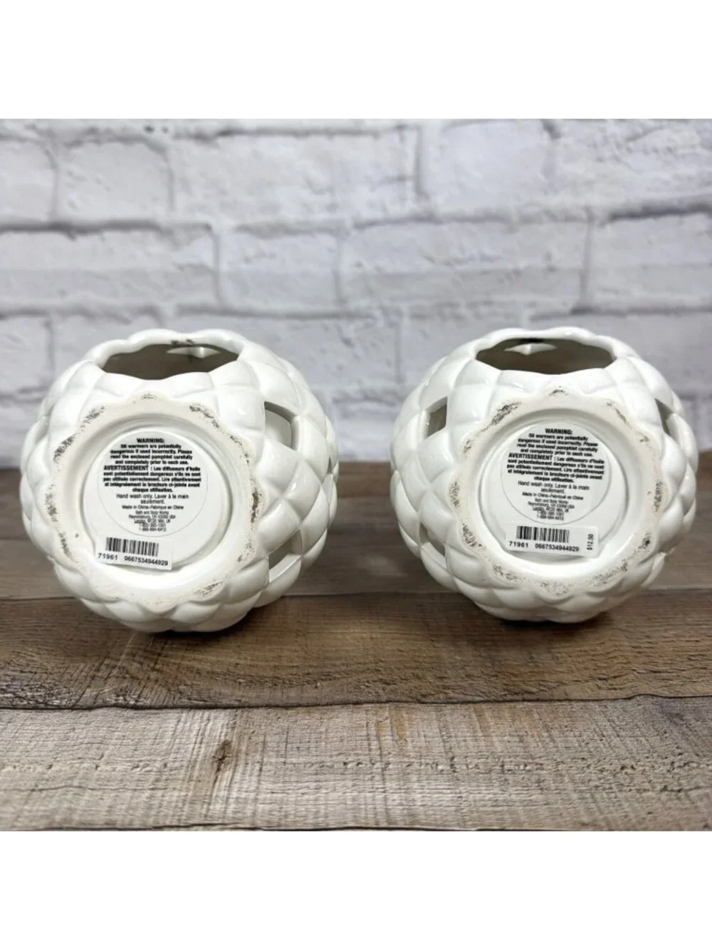 Bath & Body Works Pair Ceramic Pineapple Set Of 2 Candle Holders Oil Wax Warmer